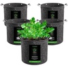 image:imageVIVOSUN 5Pack 10 Gallon Grow Bags 500G Thick Nonwoven Fabric Pots with Strap Handles MultiPurpose Rings for Low Stress Plant Training Fruits Vegetables and Flowers3 Gal