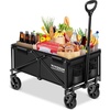 image:imageVIVOSUN Collapsible Folding Wagon Outdoor Utility with AllTerrain Wheels Adjustable Handle Cup Holders amp Side Pockets for Camping Shopping Garden 210Lbs Capacity BlackBlack