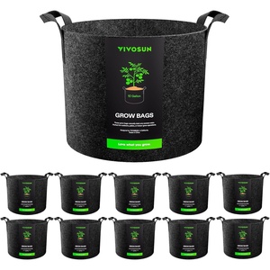 image:imageVIVOSUN 10Pack 10 Gallon Grow Bags Reinforced Planter Fabric Pots for Gardening Black10 Gallons