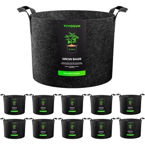 image:imageVIVOSUN 10Pack 10 Gallon Grow Bags Reinforced Planter Fabric Pots for Gardening Black25 Gallons