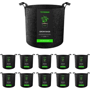 image:imageVIVOSUN 10Pack 10 Gallon Grow Bags Reinforced Planter Fabric Pots for Gardening Black3 Gallons