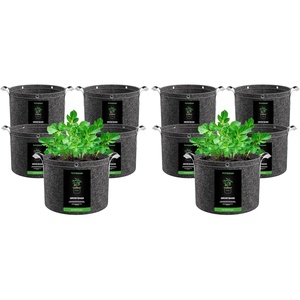 image:imageVIVOSUN 5Pack 10 Gallon Grow Bags 500G Thick Nonwoven Fabric Pots with Strap Handles MultiPurpose Rings for Low Stress Plant Training Fruits Vegetables and Flowers5 Gal Pack of 2