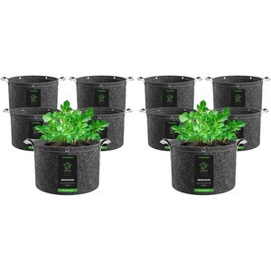 image:imageVIVOSUN 5Pack 10 Gallon Grow Bags 500G Thick Nonwoven Fabric Pots with Strap Handles MultiPurpose Rings for Low Stress Plant Training Fruits Vegetables and Flowers7 Gal Pack of 2