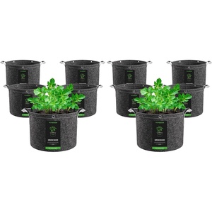 image:imageVIVOSUN 5Pack 10 Gallon Grow Bags 500G Thick Nonwoven Fabric Pots with Strap Handles MultiPurpose Rings for Low Stress Plant Training Fruits Vegetables and Flowers15 Gal Pack of 2