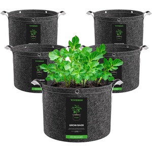 image:imageVIVOSUN 5Pack 10 Gallon Grow Bags 500G Thick Nonwoven Fabric Pots with Strap Handles MultiPurpose Rings for Low Stress Plant Training Fruits Vegetables and Flowers25 Gal