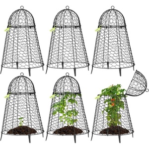 image:imageVIVOSUN Garden Cloches for Plants Rustproof Chicken Wire Cloches with FlipTop Design amp Integrated Folding Stakes Plants Protectors Keep Small Animals Out 6Pack