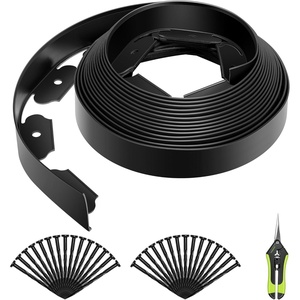image:imageVIVOSUN Landscape Edging Kit 33ft Long 2in High NoDig Plastic Garden Border Edging with 30 Anchoring Spikes amp Scissors Black2in x 33ft