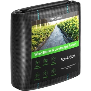 image:imageVIVOSUN Premium Weed Barrier Landscape Fabric Heavy Duty 3ftx100ft 5oz DoubleLayered Weed Control Mat with High Permeability Commercial Ground Cover Easy Set up amp Superior Weed Control450FT
