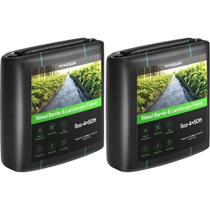 image:imageVIVOSUN Premium Weed Barrier Landscape Fabric Heavy Duty 3ftx100ft 5oz DoubleLayered Weed Control Mat with High Permeability Commercial Ground Cover Easy Set up amp Superior Weed Control450FT Pack of 2