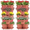 image:imageVIVOSUN 2Pack 5 Tier Vertical Gardening Stackable Planter for Strawberries Flowers Herbs Vegetables BrownBrown