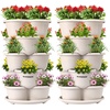 image:imageVIVOSUN 2Pack 5 Tier Vertical Gardening Stackable Planter for Strawberries Flowers Herbs Vegetables BrownIvory