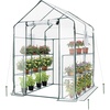 image:imageVIVOSUN 57x57x77 Inch Mini Walk in Green House with Window and Anchor Plant Garden Hot House 2 Tiers 8 Shelves 47 x 47 x 64 FTClear PVC