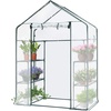 image:imageVIVOSUN 57x57x77 Inch Mini Walk in Green House with Window and Anchor Plant Garden Hot House 2 Tiers 8 Shelves 47 x 47 x 64 FTClear PVC
