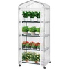 image:imageVIVOSUN 57x57x77 Inch Mini Walk in Green House with Window and Anchor Plant Garden Hot House 2 Tiers 8 Shelves 47 x 47 x 64 FTWhite PE