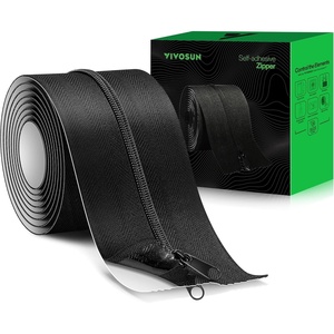 image:imageVIVOSUN 1Pack Self Adhesive Zipper Door for Debris Barriers 3In x 7Ft Peel amp Stick HeavyDuty amp DoubleSided Zipper for Tarp Greenhouse Indoor Outdoor Tent Black1 Pack