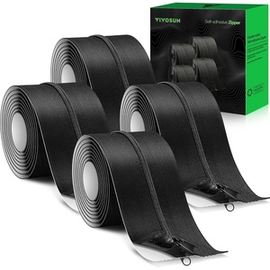 image:imageVIVOSUN 1Pack Self Adhesive Zipper Door for Debris Barriers 3In x 7Ft Peel amp Stick HeavyDuty amp DoubleSided Zipper for Tarp Greenhouse Indoor Outdoor Tent Black4 Pack