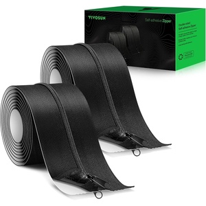 image:imageVIVOSUN 1Pack Self Adhesive Zipper Door for Debris Barriers 3In x 7Ft Peel amp Stick HeavyDuty amp DoubleSided Zipper for Tarp Greenhouse Indoor Outdoor Tent Black2 Pack