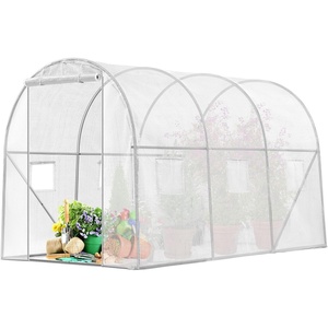 image:imageVIVOSUN 57x57x77 Inch Mini Walk in Green House with Window and Anchor Plant Garden Hot House 2 Tiers 8 Shelves 47 x 47 x 64 FTWhite PE