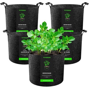 image:imageVIVOSUN 5Pack 5 Gallon Grow Bags Heavy Duty 300G Thickened Nonwoven Plant Fabric Pots with HandlesBlack