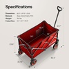 image:imageVIVOSUN Collapsible Folding Wagon 350 lb LoadBearing Outdoor Utility Cart with Silent Universal Wheels Cup Holders ampSide Pockets Adjustable Handle for Camping Garden Sports Picnic ShoppingRed