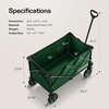 image:imageVIVOSUN Collapsible Folding Wagon 350 lb LoadBearing Outdoor Utility Cart with Silent Universal Wheels Cup Holders ampSide Pockets Adjustable Handle for Camping Garden Sports Picnic ShoppingGreen