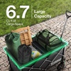 image:imageVIVOSUN Collapsible Folding Wagon 350 lb LoadBearing Outdoor Utility Cart with Silent Universal Wheels Cup Holders ampSide Pockets Adjustable Handle for Camping Garden Sports Picnic ShoppingBlack