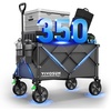 image:imageVIVOSUN Collapsible Folding Wagon 350 lb LoadBearing Outdoor Utility Cart with Silent Universal Wheels Cup Holders ampSide Pockets Adjustable Handle for Camping Garden Sports Picnic ShoppingGray