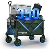 image:imageVIVOSUN Collapsible Folding Wagon 350 lb LoadBearing Outdoor Utility Cart with Silent Universal Wheels Cup Holders ampSide Pockets Adjustable Handle for Camping Garden Sports Picnic ShoppingGreen