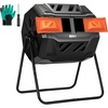 image:imageVIVOSUN Outdoor Tumbling Composter Dual Rotating Batch Compost Bin 43 Gallon Black DoorOrange