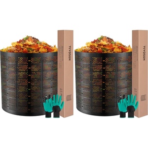 image:imageVIVOSUN 500 Gallon Outdoor Compost Bin Expandable Composter Easy to Setup amp Large Capacity for Backyard Lawn Black with Gloves300 Gallon Pack of 2