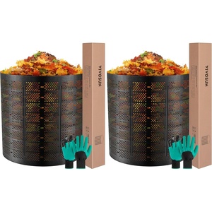image:imageVIVOSUN 500 Gallon Outdoor Compost Bin Expandable Composter Easy to Setup amp Large Capacity for Backyard Lawn Black with Gloves500 Gallon Pack of 2