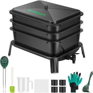 image:imageVIVOSUN 5Layer Worm Compost Bin 50L Worm Composter Easy Setup Inclusive Worm Farm Kit for Recycling Food Waste3Layer