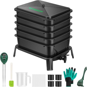 image:imageVIVOSUN 5Layer Worm Compost Bin 50L Worm Composter Easy Setup Inclusive Worm Farm Kit for Recycling Food Waste5Layer