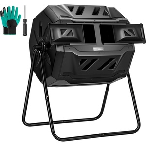image:imageVIVOSUN Outdoor Tumbling Composter Dual Rotating Batch Compost Bin 43 Gallon Black DoorBlack
