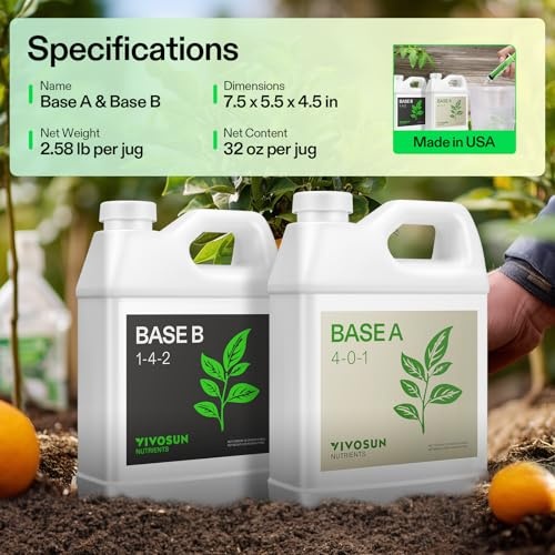 image:imageVIVOSUN Liquid Nutrients Base A amp B Bundle Grow Big Hydroponic Fertilizer Supports Vegetative and Flowering Stages for Outdoor Indoor Plants Best Plant Food Set of 8oz32 Ounce Pack of 2