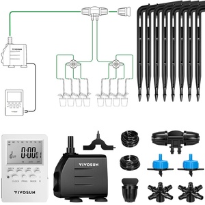 image:imageVIVOSUN Professional Automatic Drip Irrigation Kits 15W Output All in One Professional Grow Kit Includes Pump Timer and Regulator 8 Drip Emitters Garden Plant Watering System Indoor OutdoorAutomatic Drip Irrigation