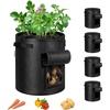 image:imageVIVOSUN 5Pack 7 Gallon Potato Grow Bags for Growing Potatoes Fabric Potato Pots with Handle and Rollup Window Potato Growing Containers Potato Planter Potato Planter for Growing Potatoes GreenBlack