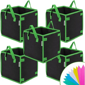 image:imageVIVOSUN 5 Pack 5 Gallon Square Grow Bags Thick Nonwoven Cubic Fabric Pots with Handles for Indoor and Outdoor Gardening3 Gallon