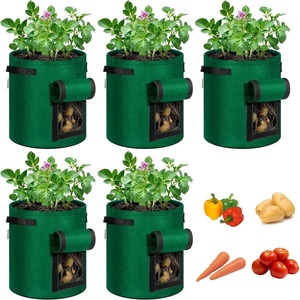 image:imageVIVOSUN 5Pack 7 Gallon Potato Grow Bags for Growing Potatoes Fabric Potato Pots with Handle and Rollup Window Potato Growing Containers Potato Planter Potato Planter for Growing Potatoes GreenGreen