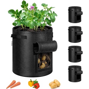 image:imageVIVOSUN 5Pack 7 Gallon Potato Grow Bags for Growing Potatoes Fabric Potato Pots with Handle and Rollup Window Potato Growing Containers Potato Planter Potato Planter for Growing Potatoes GreenBlack