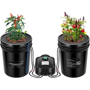 image:imageVIVOSUN DWC Hydroponics Grow System with Top Drip Kit 5Gallon Deep Water Culture Recirculating Drip Garden System with MultiPurpose Air Hose Air Pump and Air Stone 1 Bucket  Top Drip Kit2 Buckets  Top Drip Kit