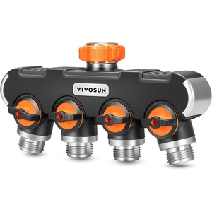 image:imageVIVOSUN Garden Hose Splitter 4 Way Heavy Duty Water Hose Connector 34 Water Hose Manifold Faucet Adapter with Comfortable Rubberized Grip for Drip Irrigation Lawns34 inch