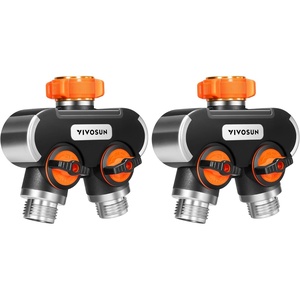 image:imageVIVOSUN Garden Hose Splitter 4 Way Heavy Duty Water Hose Connector 34 Water Hose Manifold Faucet Adapter with Comfortable Rubberized Grip for Drip Irrigation Lawns2way Pack of 2