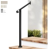 image:imageVIVOSUN Outdoor Handrail 54 x 36 Fits 14 Steps Wrought Iron Stair Railing with Curved Ends OneStep Assembly BlackBlack