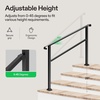 image:imageVIVOSUN Outdoor Handrail 54 x 36 Fits 14 Steps Wrought Iron Stair Railing with Curved Ends OneStep Assembly BlackBlack