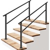 image:imageVIVOSUN Outdoor Handrail 54 x 36 Fits 14 Steps Wrought Iron Stair Railing with Curved Ends OneStep Assembly BlackBlack