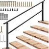 image:imageVIVOSUN Outdoor Handrail 54 x 36 Fits 14 Steps Wrought Iron Stair Railing with Curved Ends OneStep Assembly BlackBlack