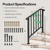image:imageVIVOSUN Outdoor Handrail 54 x 36 Fits 14 Steps Wrought Iron Stair Railing with Curved Ends OneStep Assembly BlackBlack