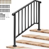 image:imageVIVOSUN Outdoor Handrail 54 x 36 Fits 14 Steps Wrought Iron Stair Railing with Curved Ends OneStep Assembly BlackBlack