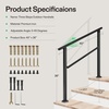 image:imageVIVOSUN Outdoor Handrail 54 x 36 Fits 14 Steps Wrought Iron Stair Railing with Curved Ends OneStep Assembly BlackBlack